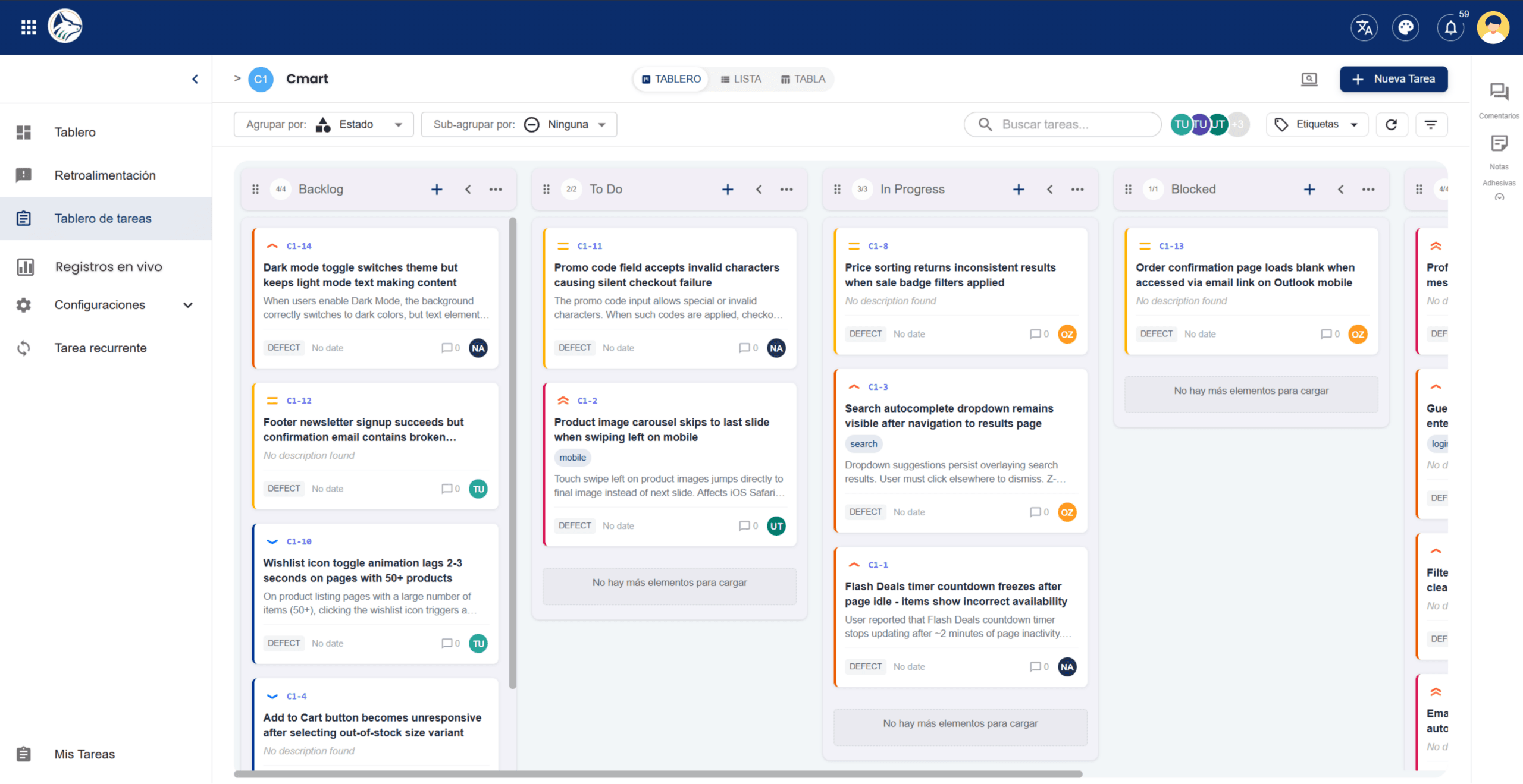 sniffer board with descriptions spanish
